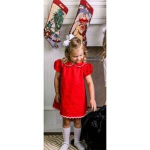 NEW THE PROPER PEONY ramsay puff sleeve dress in red